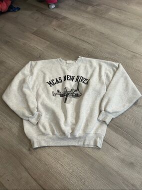 Vintage MCAS New River Sweatshirt Mens L Gray Crew Neck M. J. Soffe Y2K